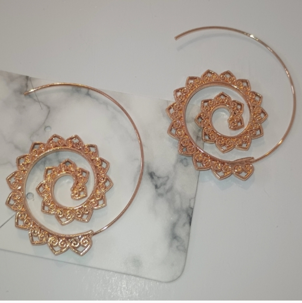 Spiral Hoop Earrings in Silver and Gold - Picture 15 of 16